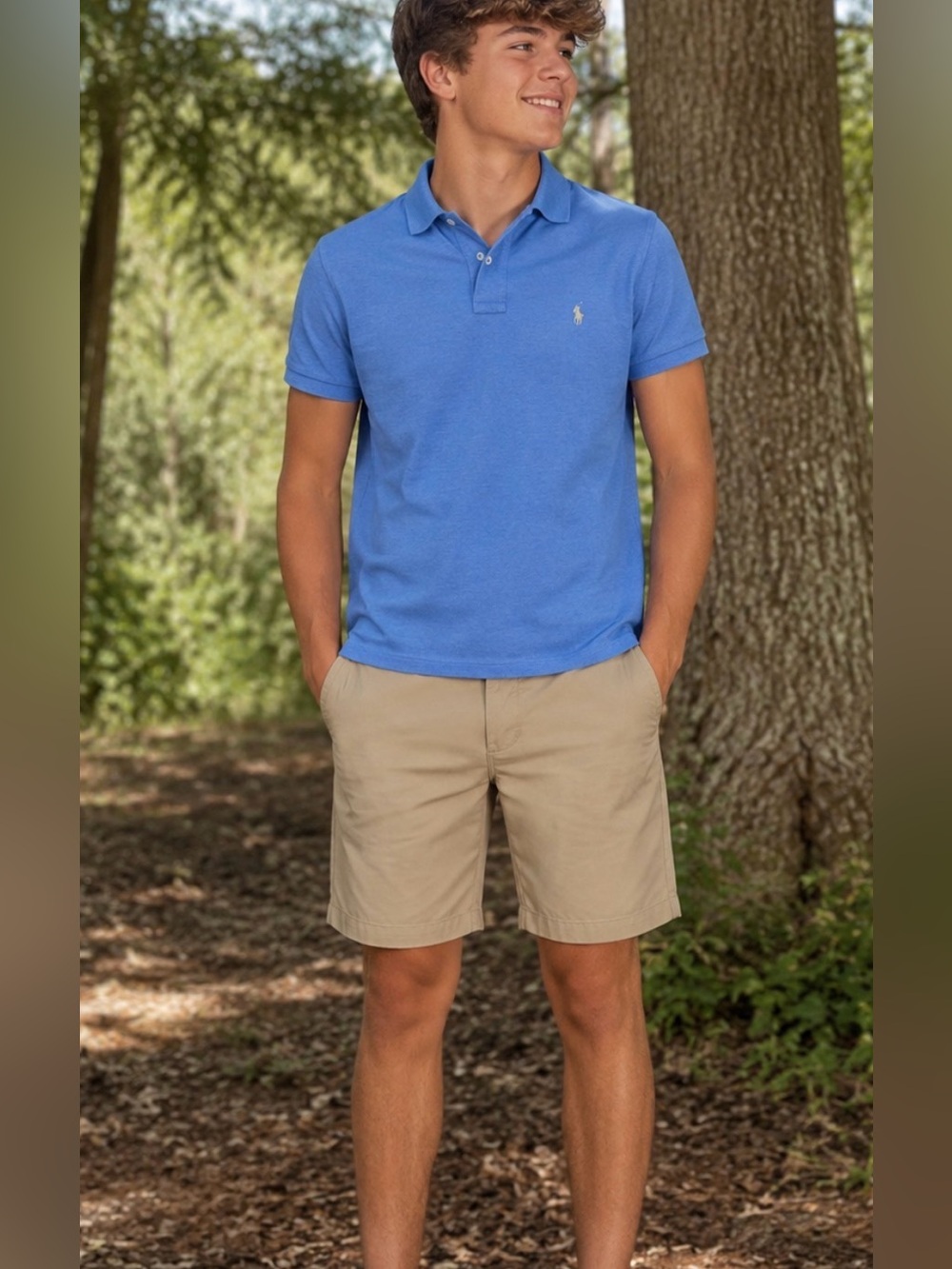 Polo Ralph Lauren Shorts Youth Boys Size 18 Khaki Flat Front Cotton Chino XL